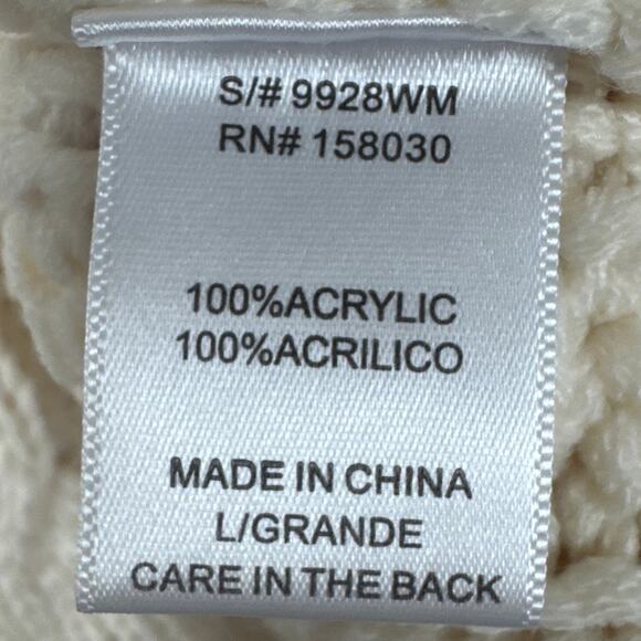 Love Tree Women's Cropped Cowl Neck Cable Knit Sweater Oversized Fit Cream L - Picture 8 of 9